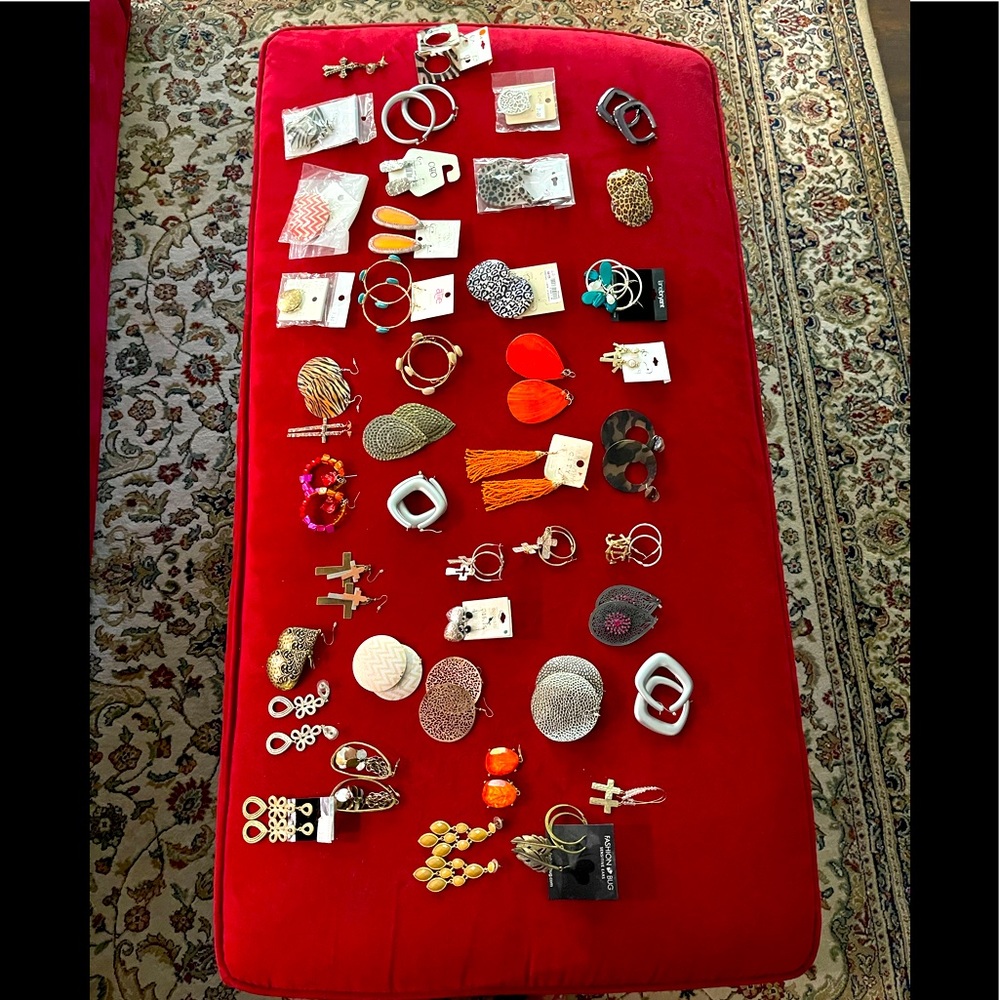 Over 40 pairs ox earrings